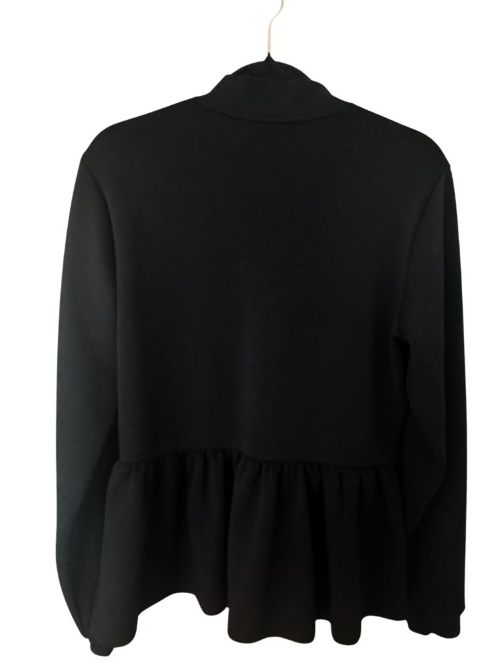 Boston Proper Boston Proper Medium Black Peplum Zip Jacket Contrast Piping - Picture 4 of 8